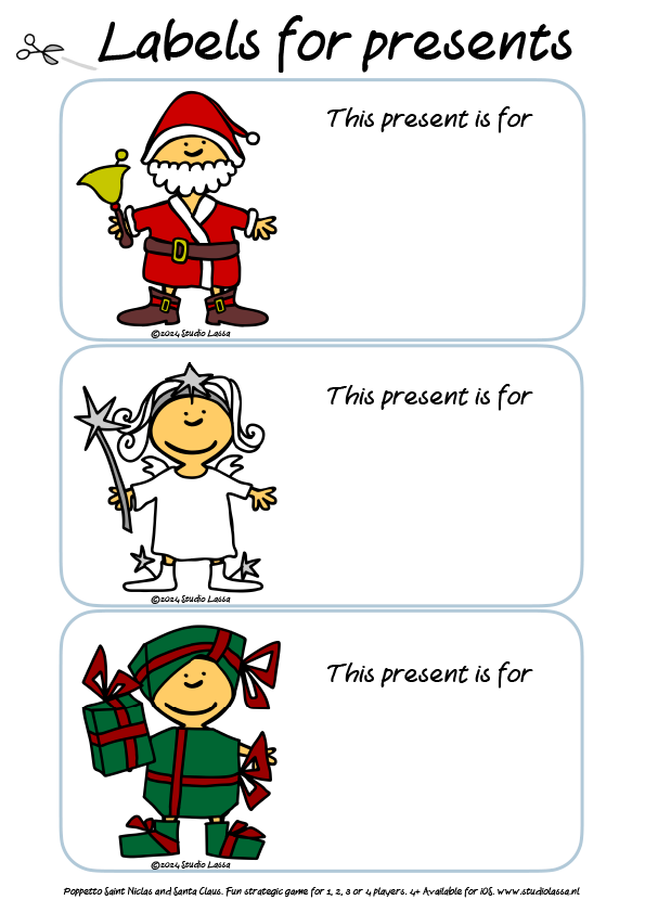 6 Poppetto Christmas labels in color. Click here or on the image for the PDF